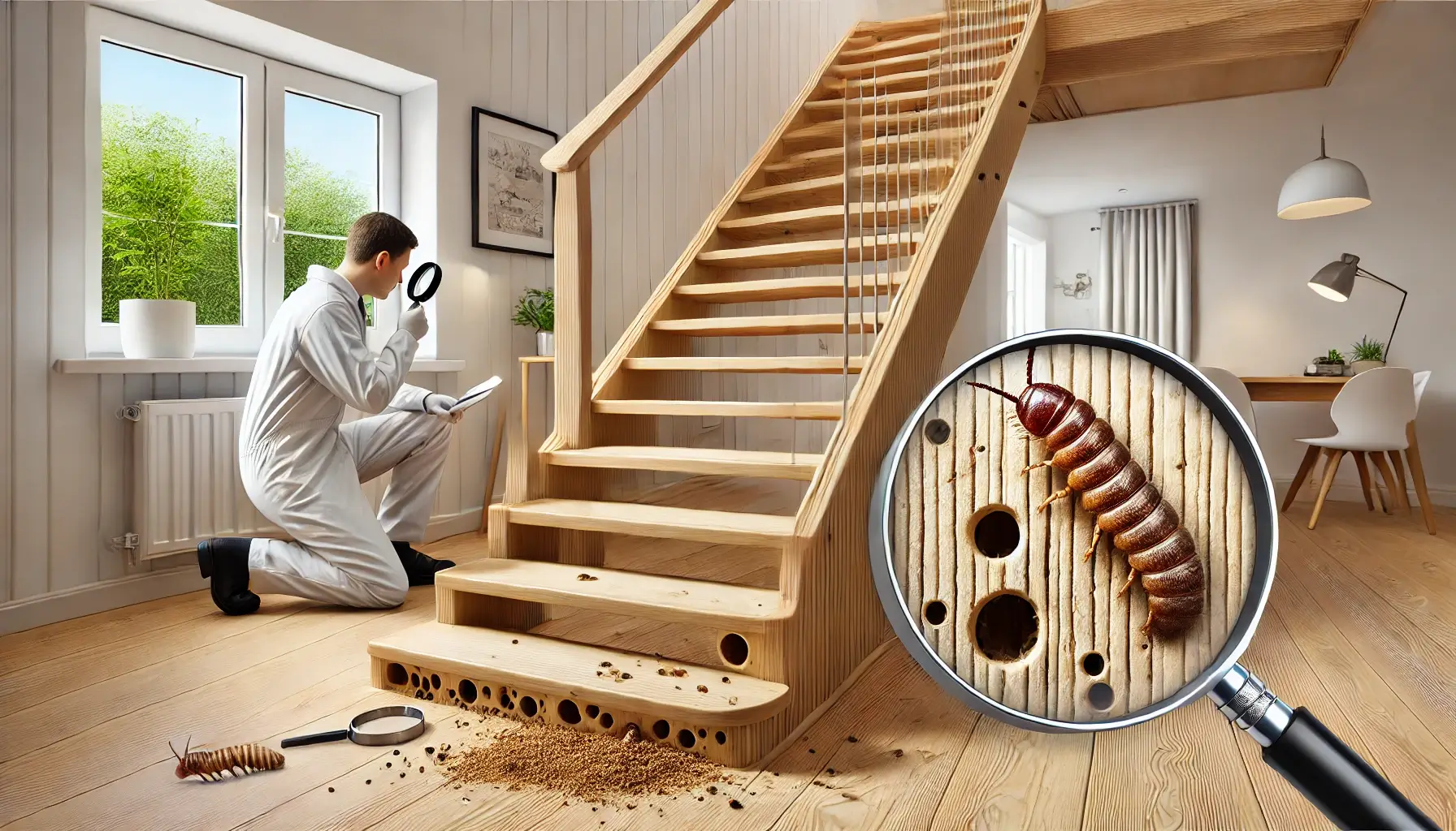 Was sind Holzwürmer-Holzwurm in Treppe bekämpfen